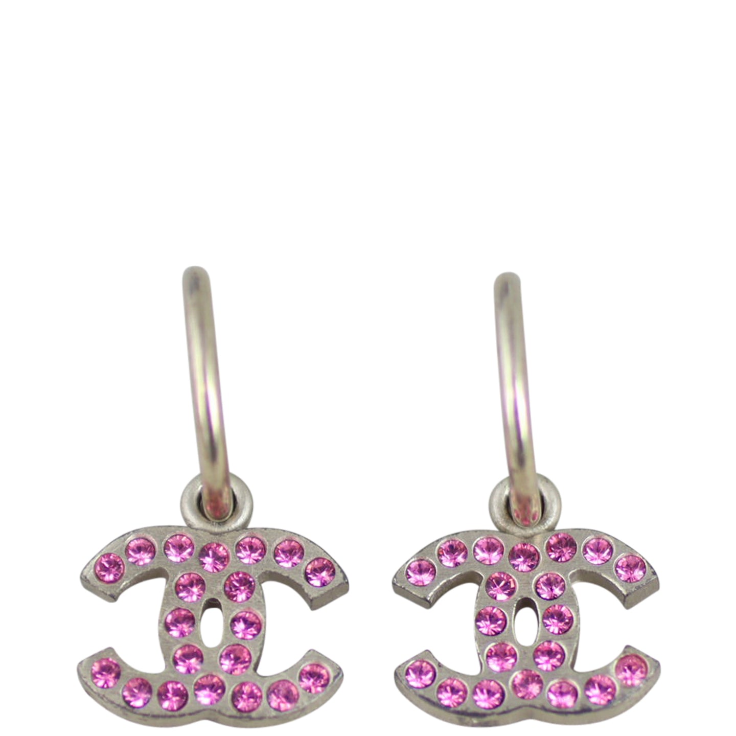 Chanel CC Crystal Drop Earrings Front