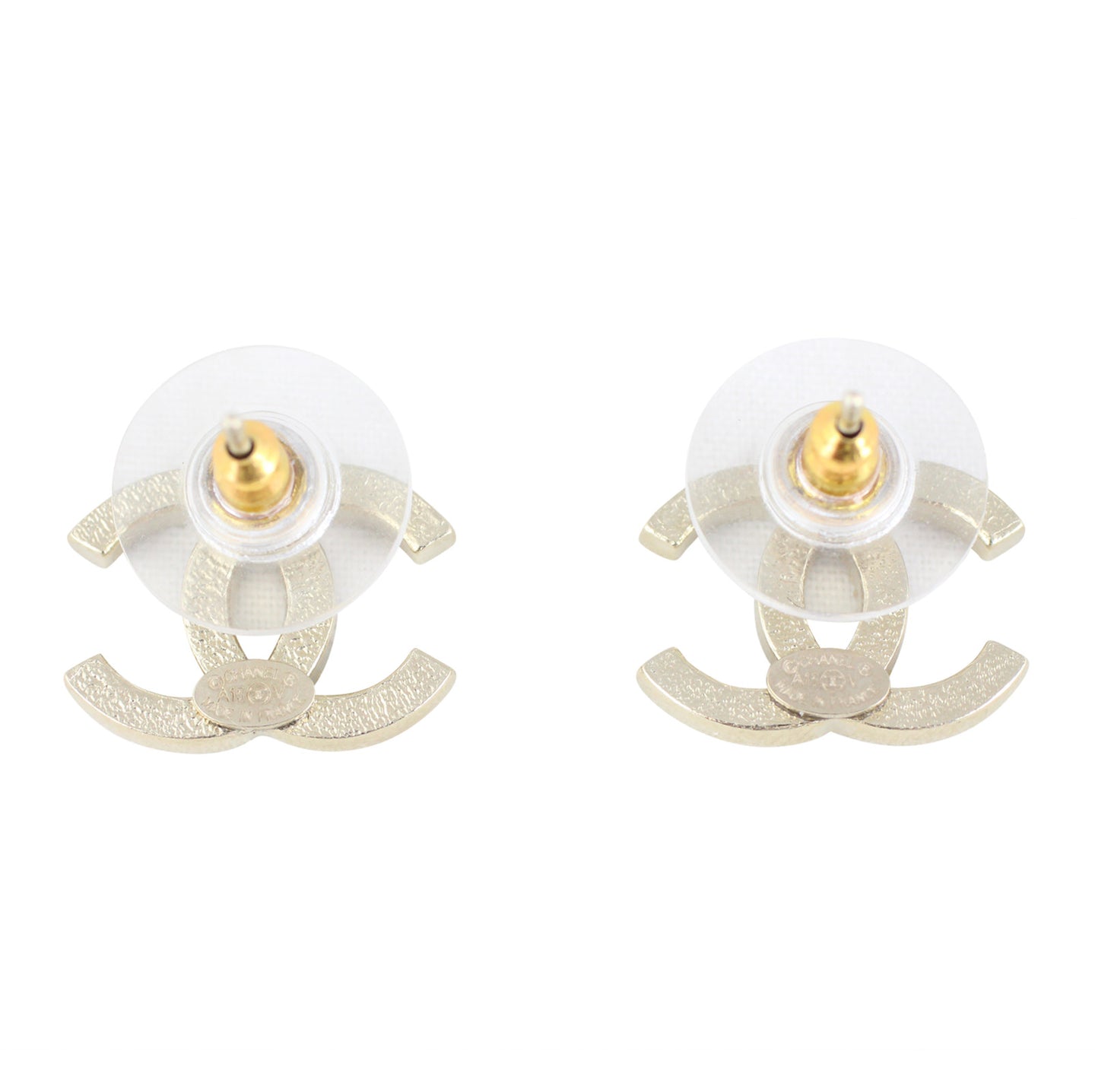 Chanel Crystal CC Stud Earrings Back