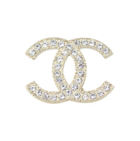 Chanel Crystal CC Stud Earrings Front Details