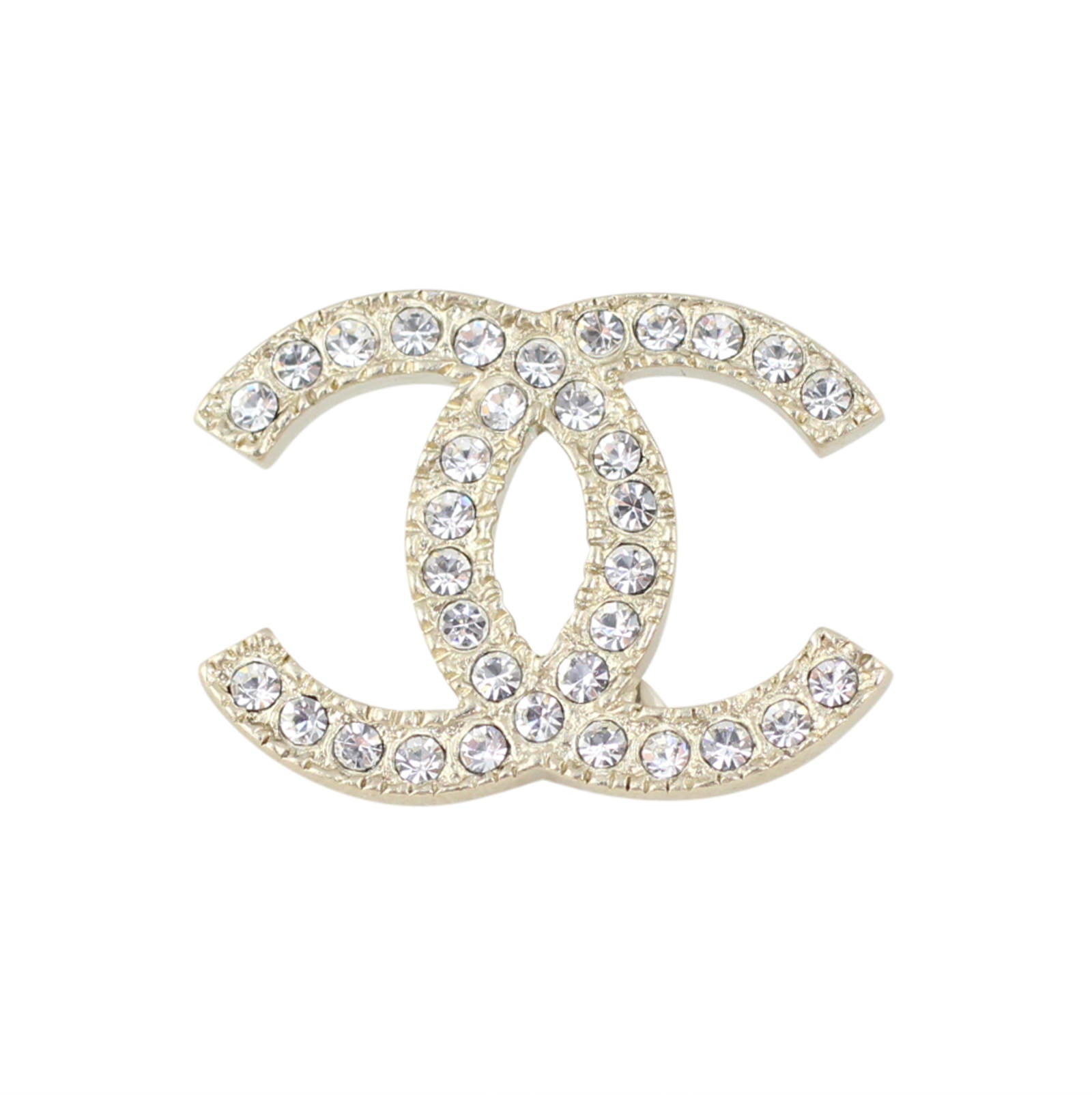Chanel Crystal CC Stud Earrings Front Details