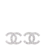Chanel CC Crystal Stud Earrings Front