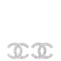 Chanel CC Crystal Stud Earrings Front