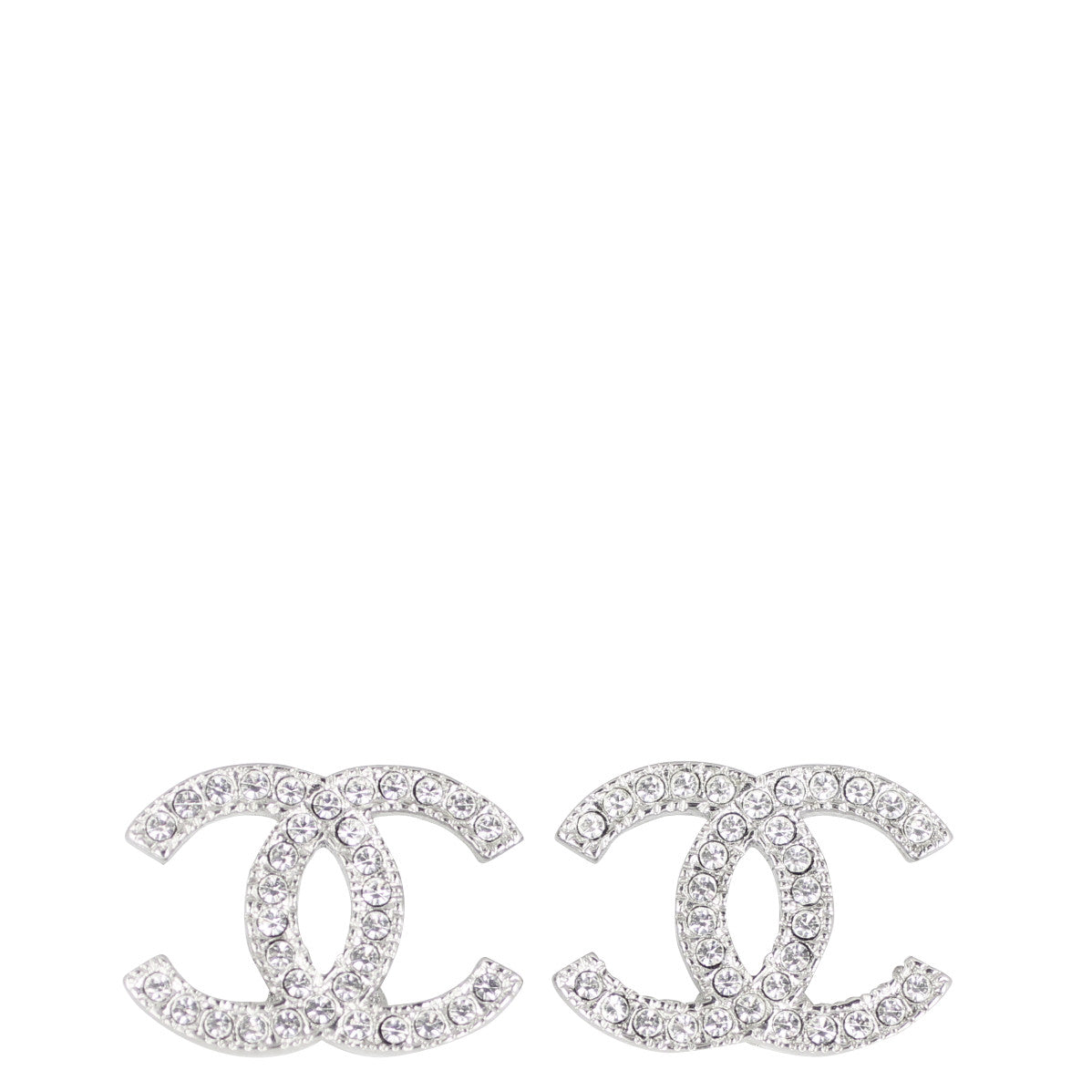 Chanel CC Crystal Stud Earrings Front