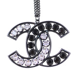 Chanel CC Crystal Pendant Necklace Front