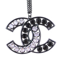 Chanel CC Crystal Pendant Necklace Front