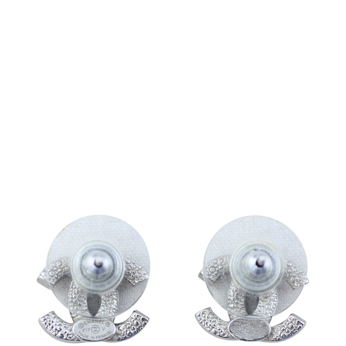 Chanel CC Crystal Stud Earrings Back