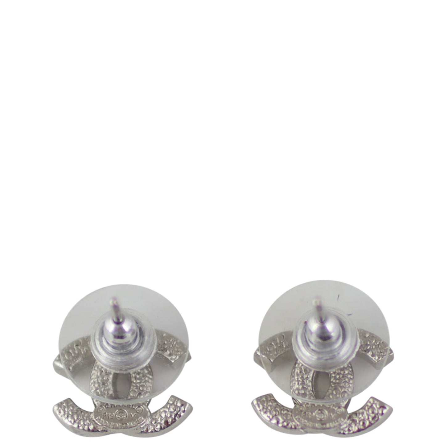 Chanel CC Crystal Stud Earrings Back