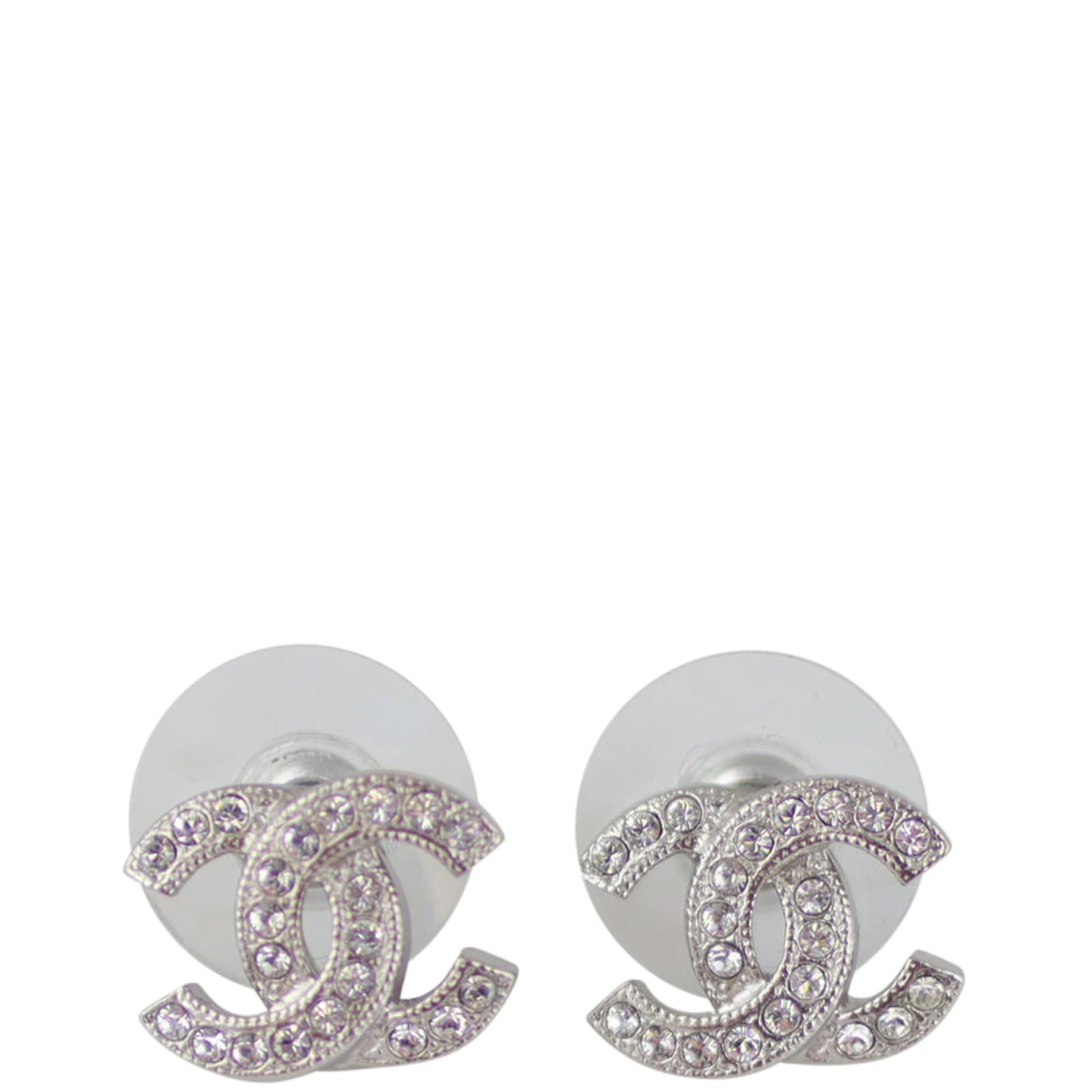 Chanel CC Crystal Stud Earrings Front