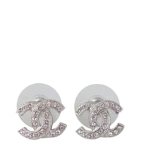 Chanel CC Crystal Stud Earrings Front