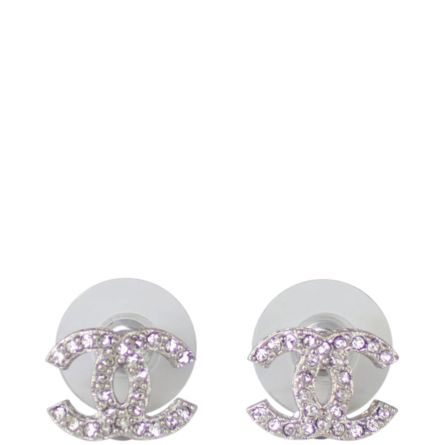 Chanel CC Crystal Stud Earrings Front