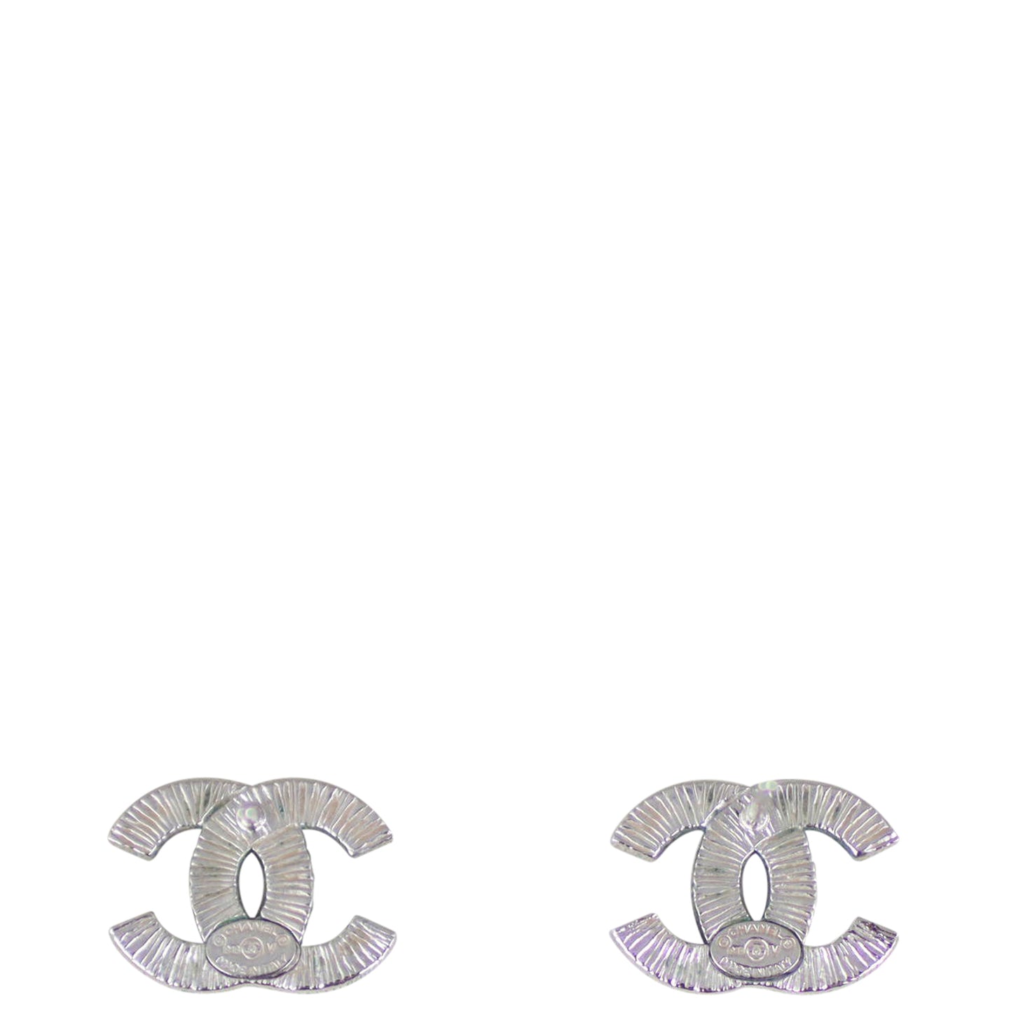 Chanel CC Crystal Stud Earrings Back