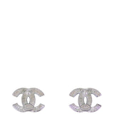 Chanel CC Crystal Stud Earrings Back