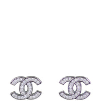 Chanel CC Crystal Stud Earrings Front
