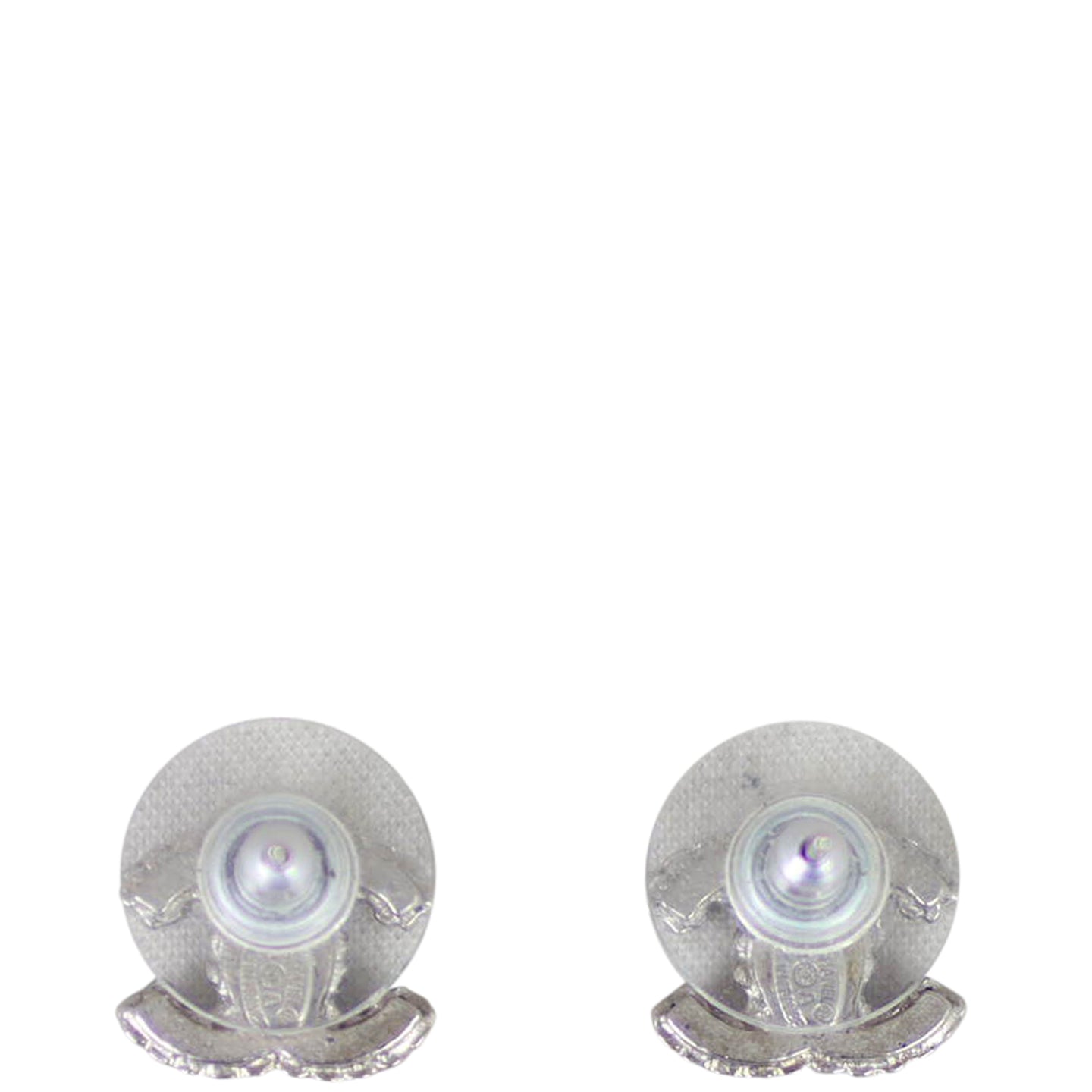 Chanel CC Crystal Stud Earrings Back