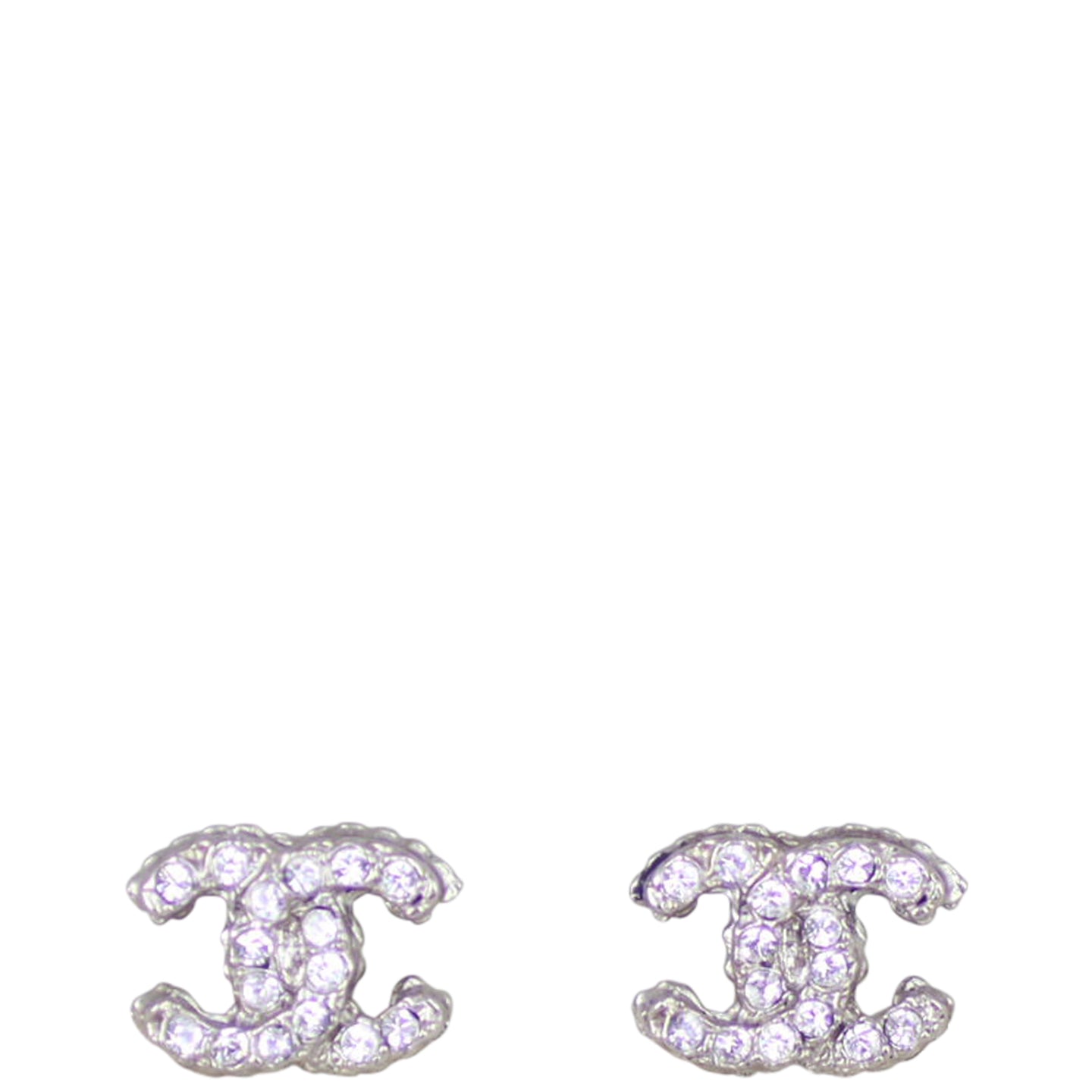 Chanel CC Crystal Stud Earrings Front