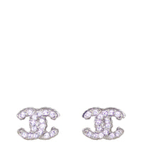 Chanel CC Crystal Stud Earrings Front