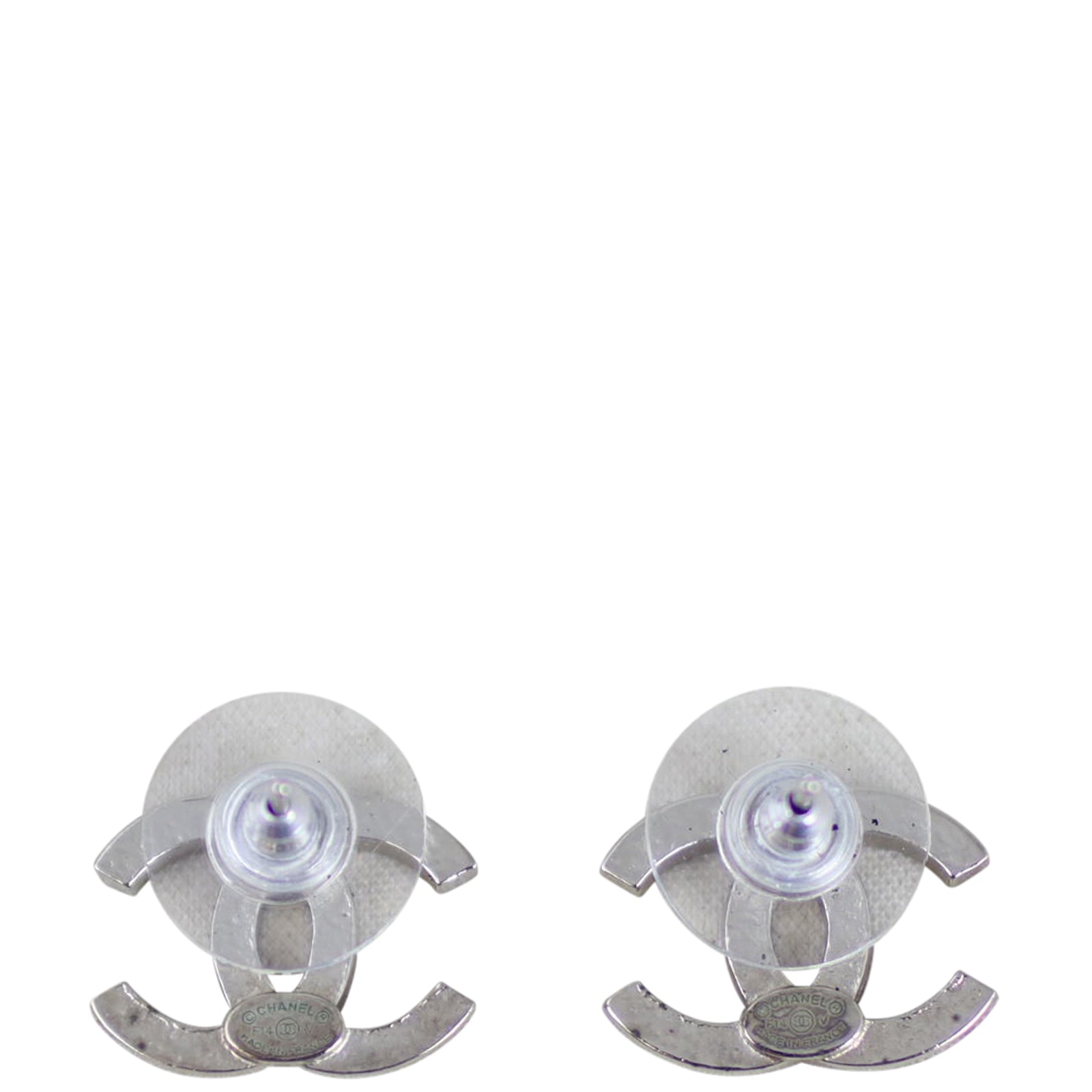 Chanel CC Crystal Stud Earrings Back