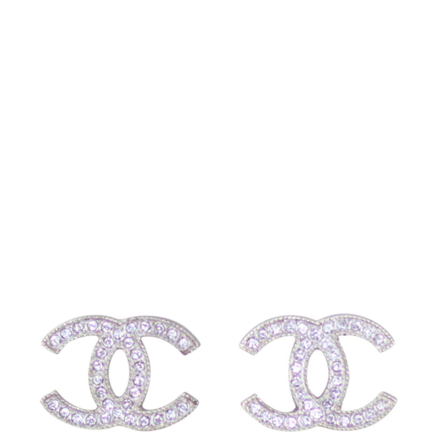 Chanel CC Crystal Stud Earrings Front