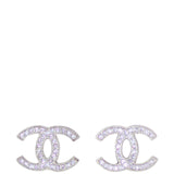 Chanel CC Crystal Stud Earrings Front