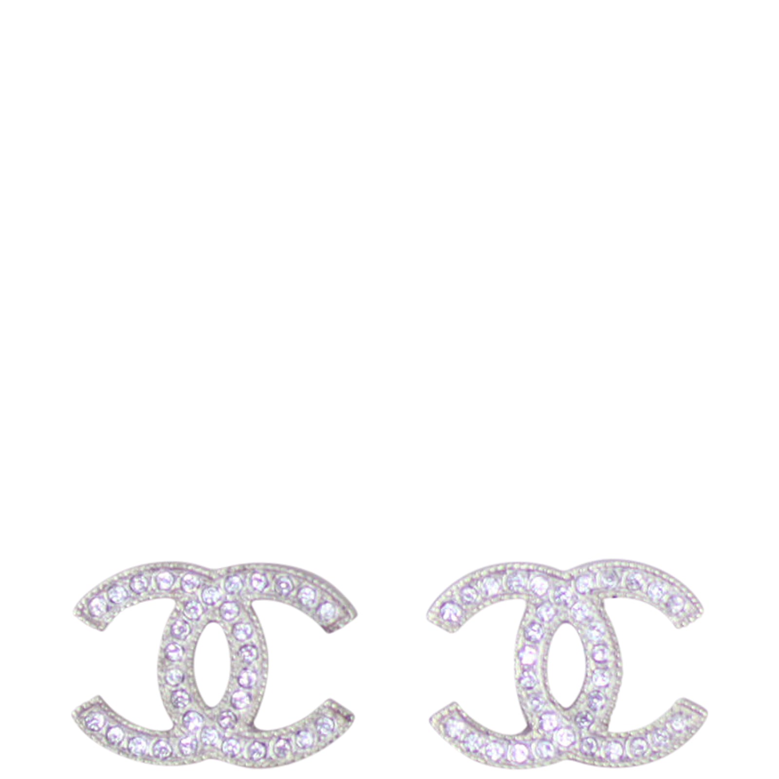 Chanel CC Crystal Stud Earrings Front