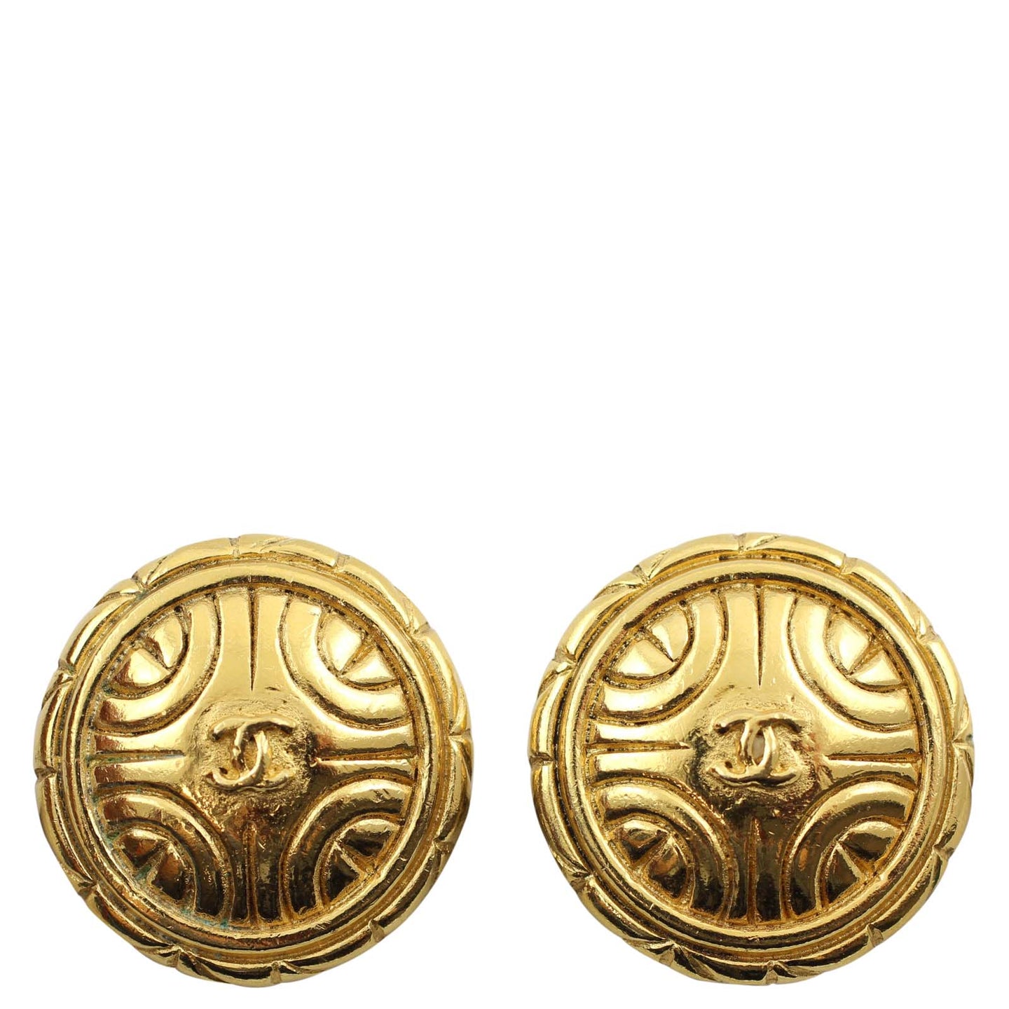 Chanel Vintage Clip on CC Earrings Front