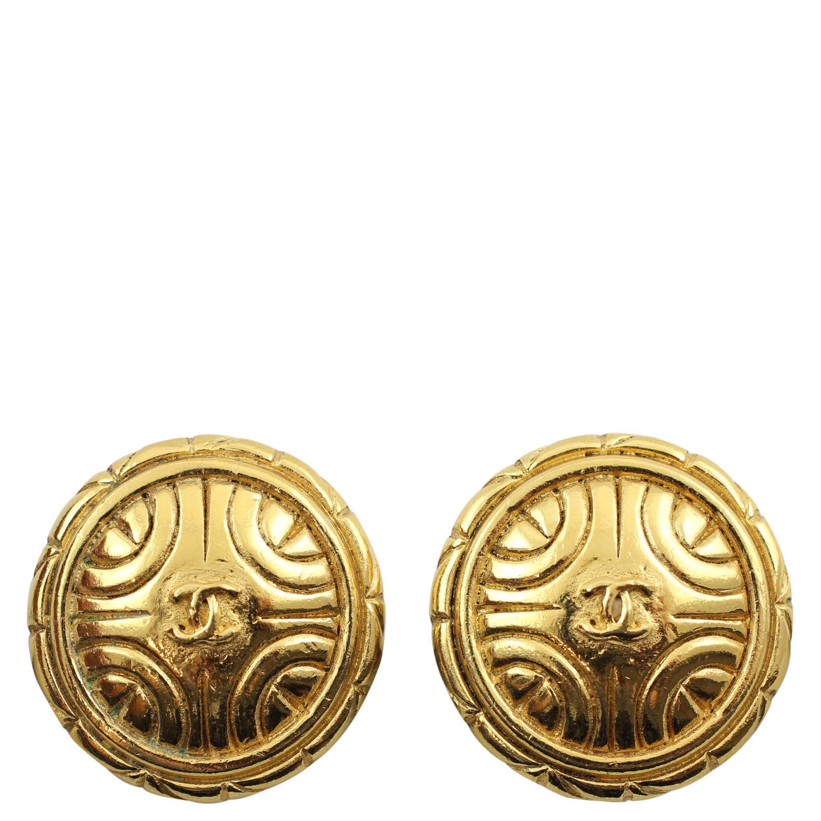 Chanel Vintage Clip on CC Earrings Front