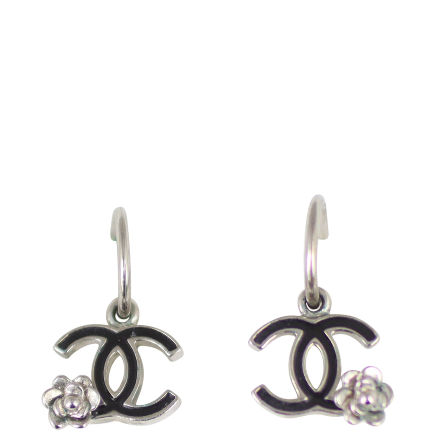 Chanel CC Earrings with Camellia Front