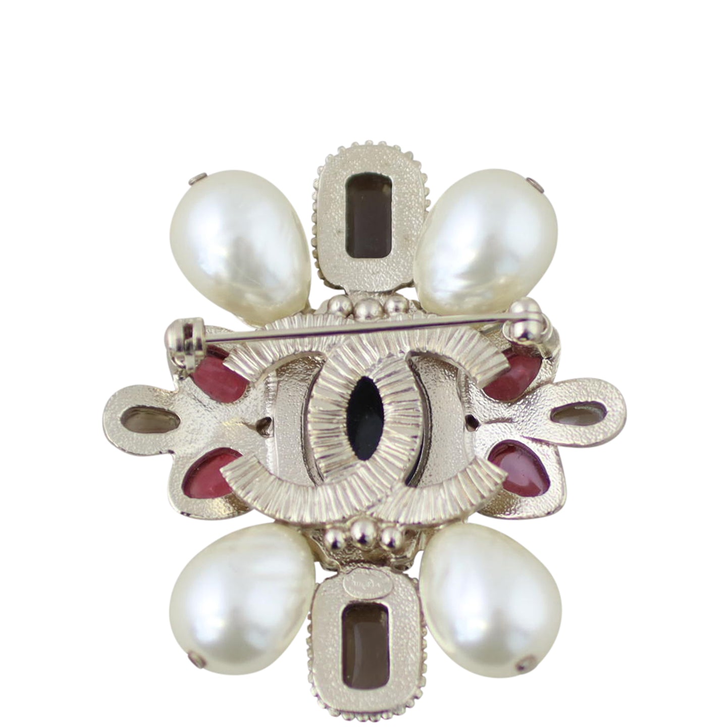 Chanel CC Embellished Brooch Back