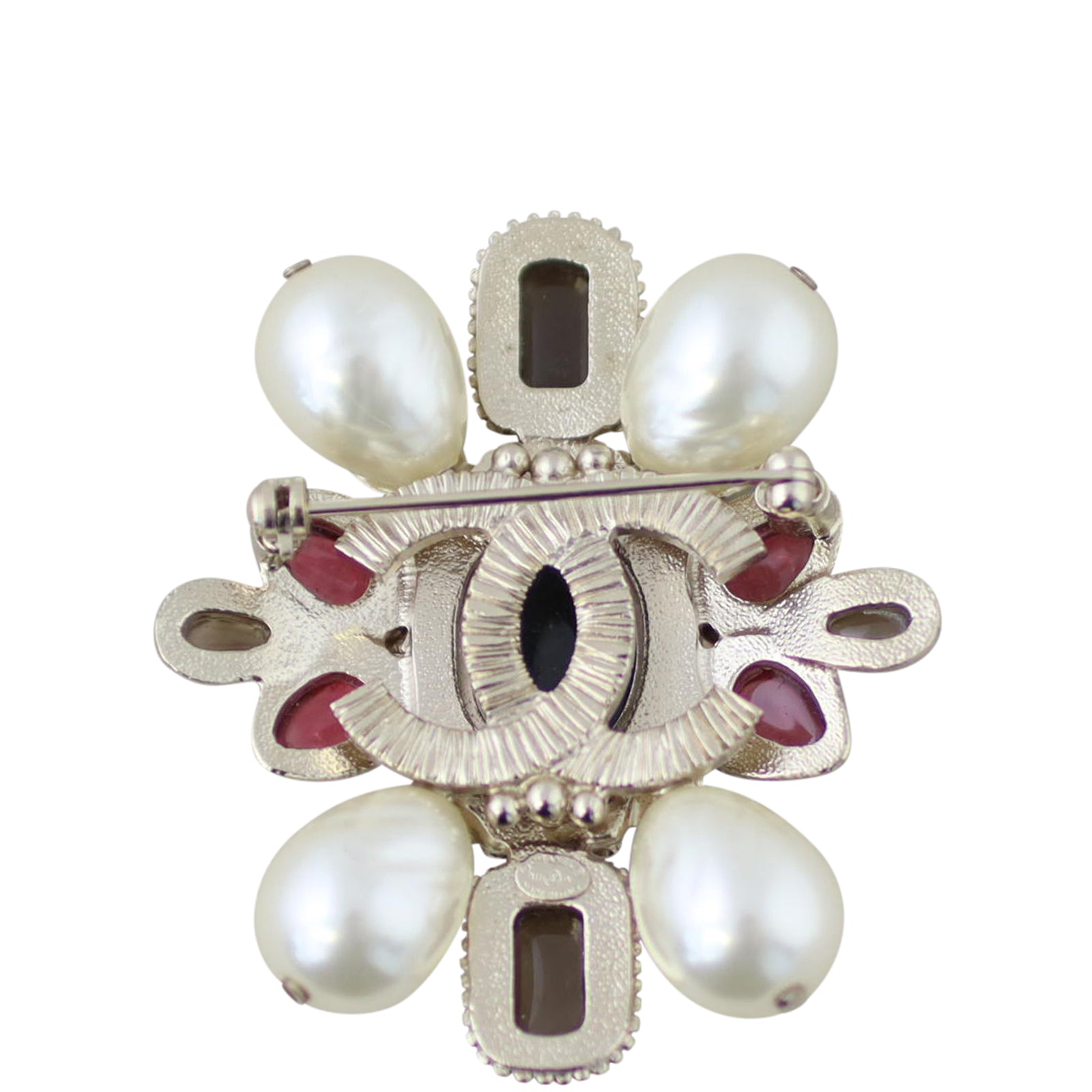 Chanel CC Embellished Brooch Back