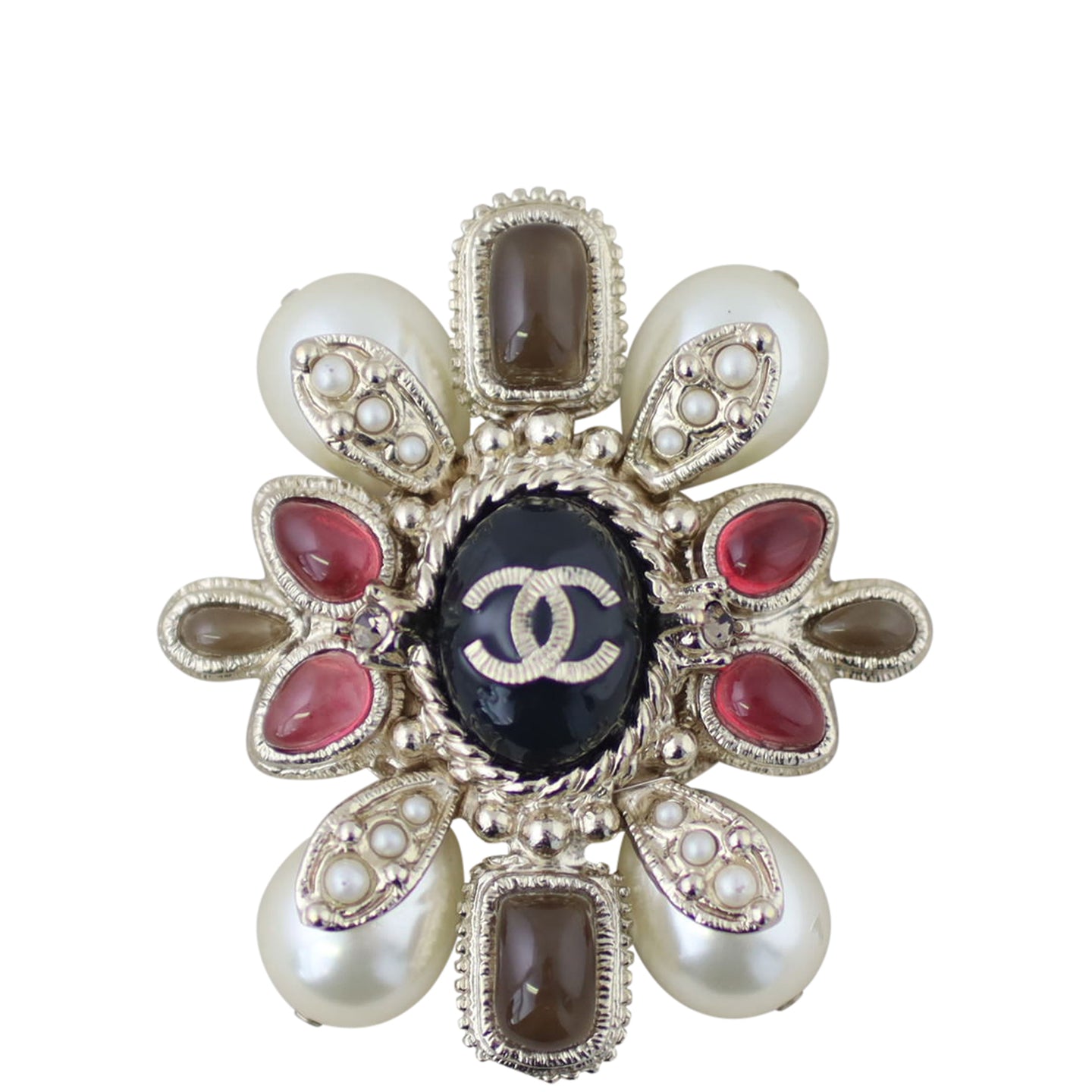 Chanel CC Embellished Brooch Front