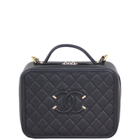 Chanel CC Filigree Vanity Case Large Front
