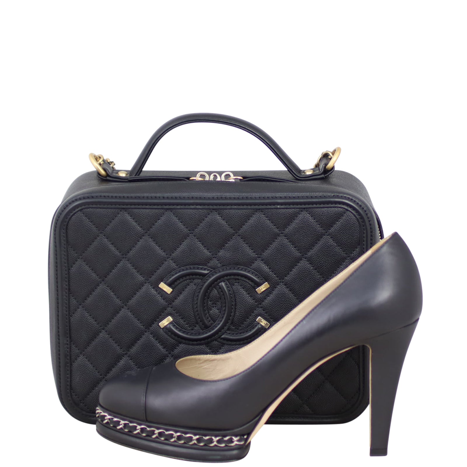 Chanel CC Filigree Vanity Case Large Shoe