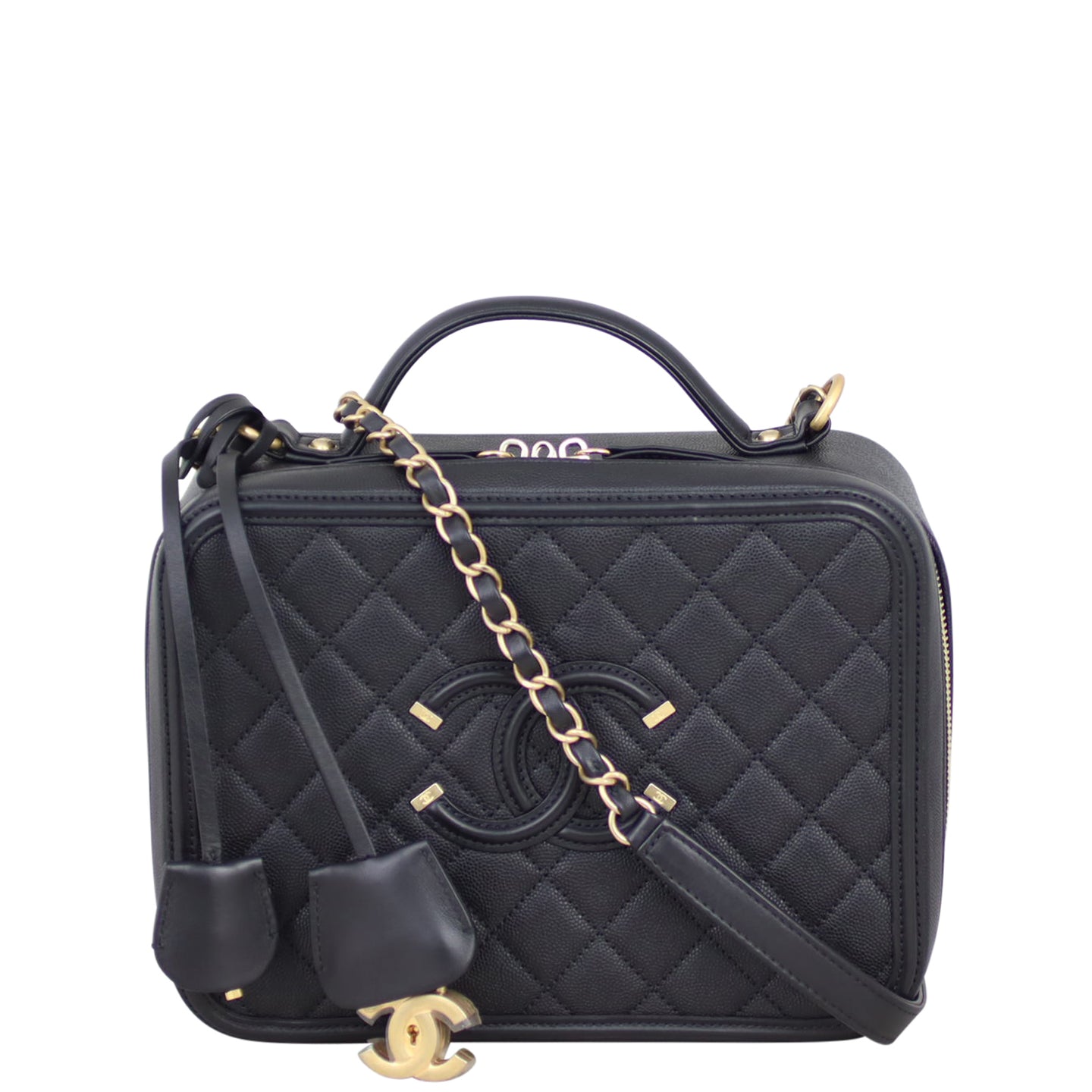 Chanel CC Filigree Vanity Case Large Front