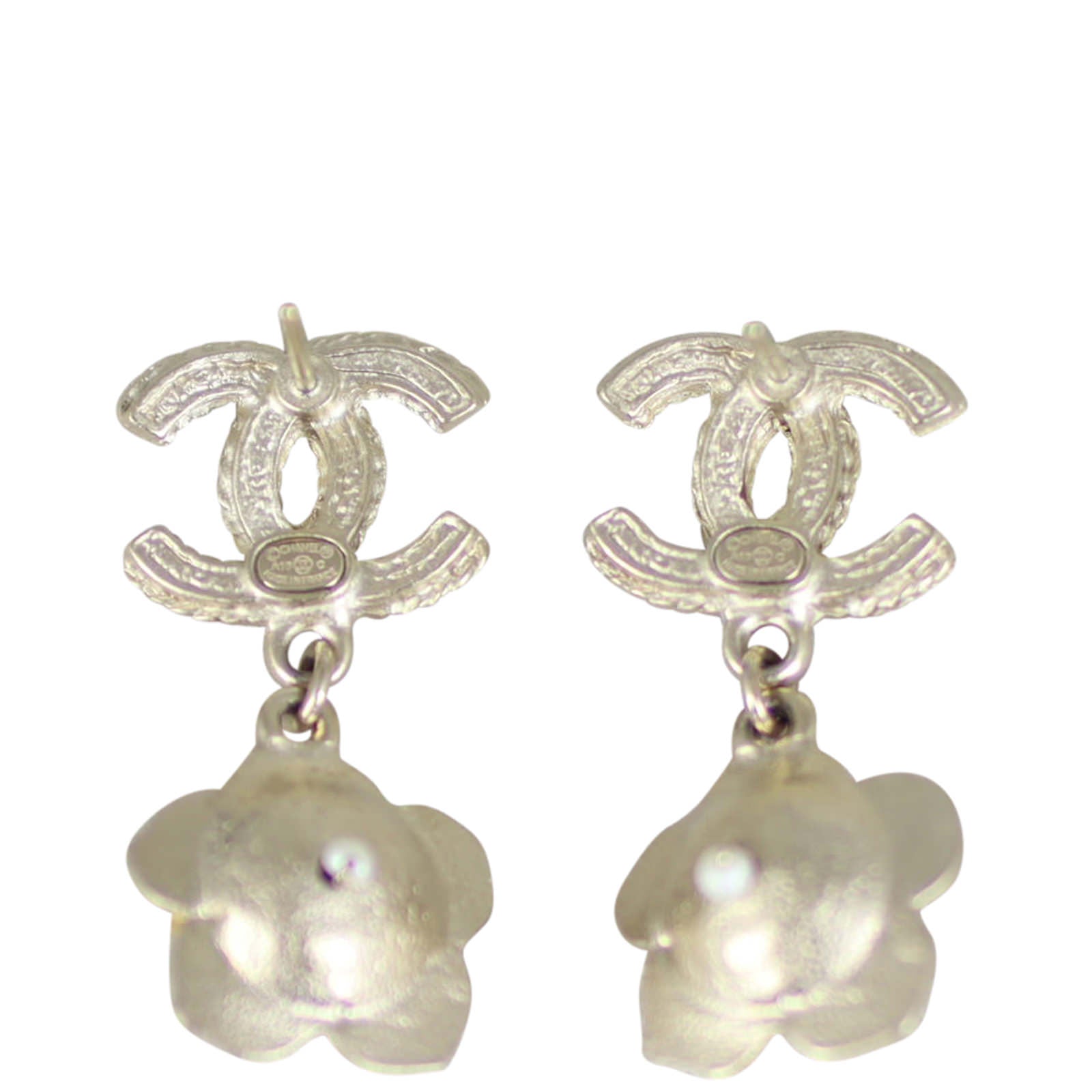 Chanel CC Flower Drop Earrings