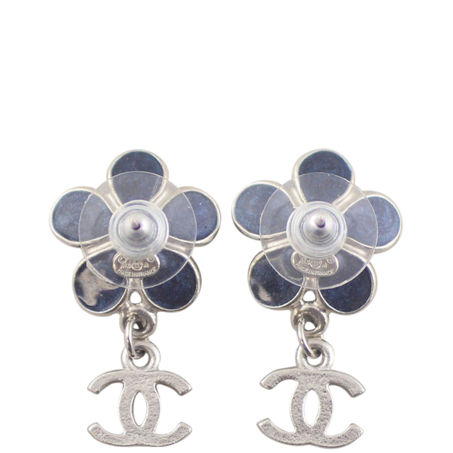 Chanel CC Flower Drop Earrings Back