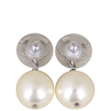 Chanel CC Glass Pearl Drop Earrings Back