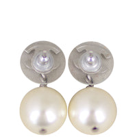 Chanel CC Glass Pearl Drop Earrings Back