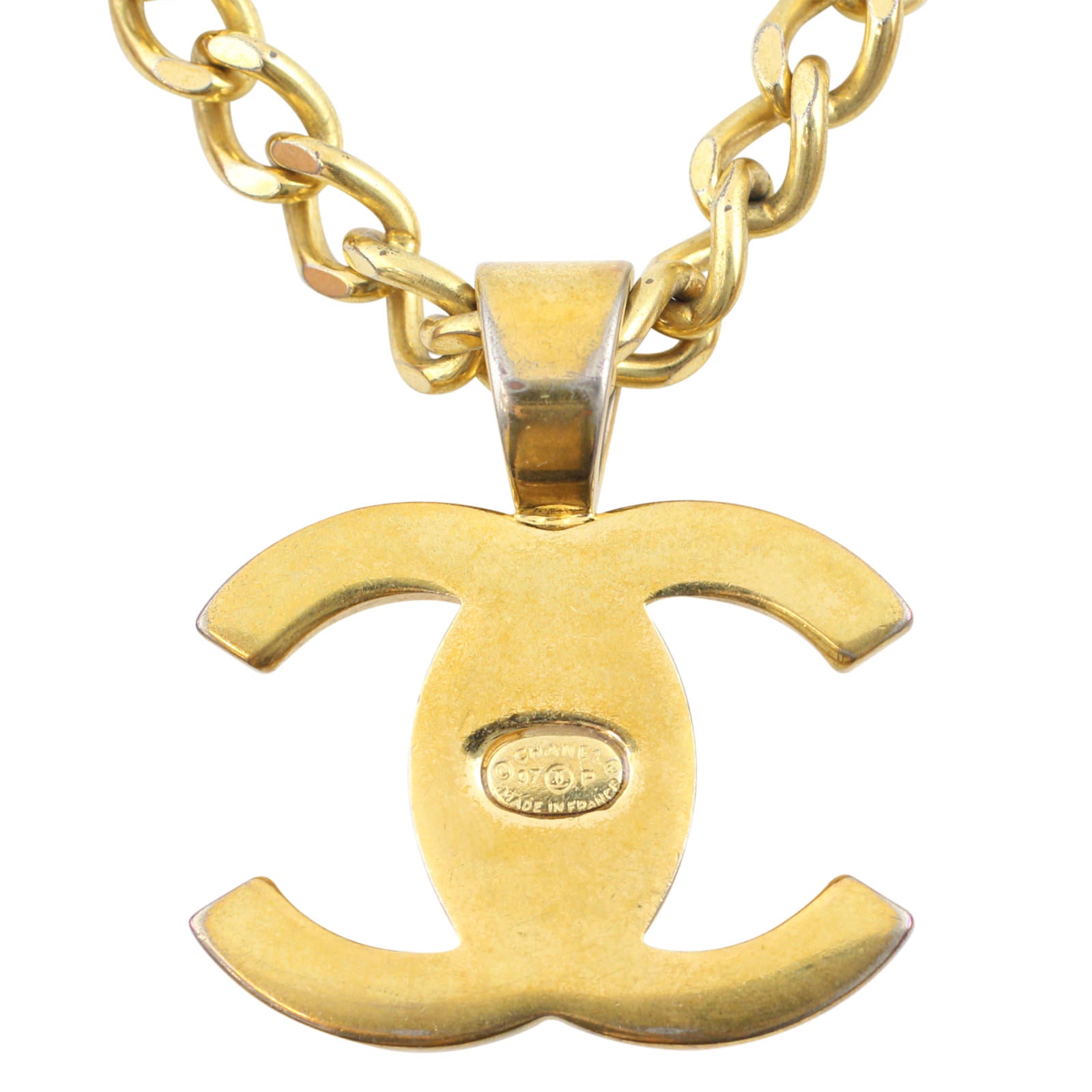 Chanel Vintage CC Turn-Lock Pendant Necklace Back