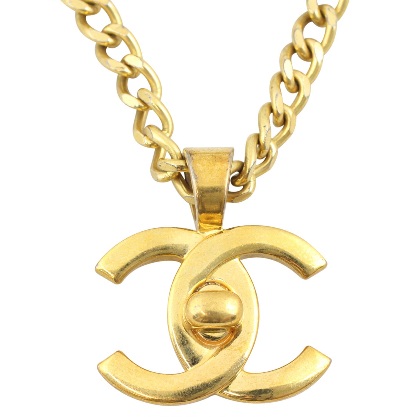 Chanel Vintage CC Turn-Lock Pendant Necklace Front