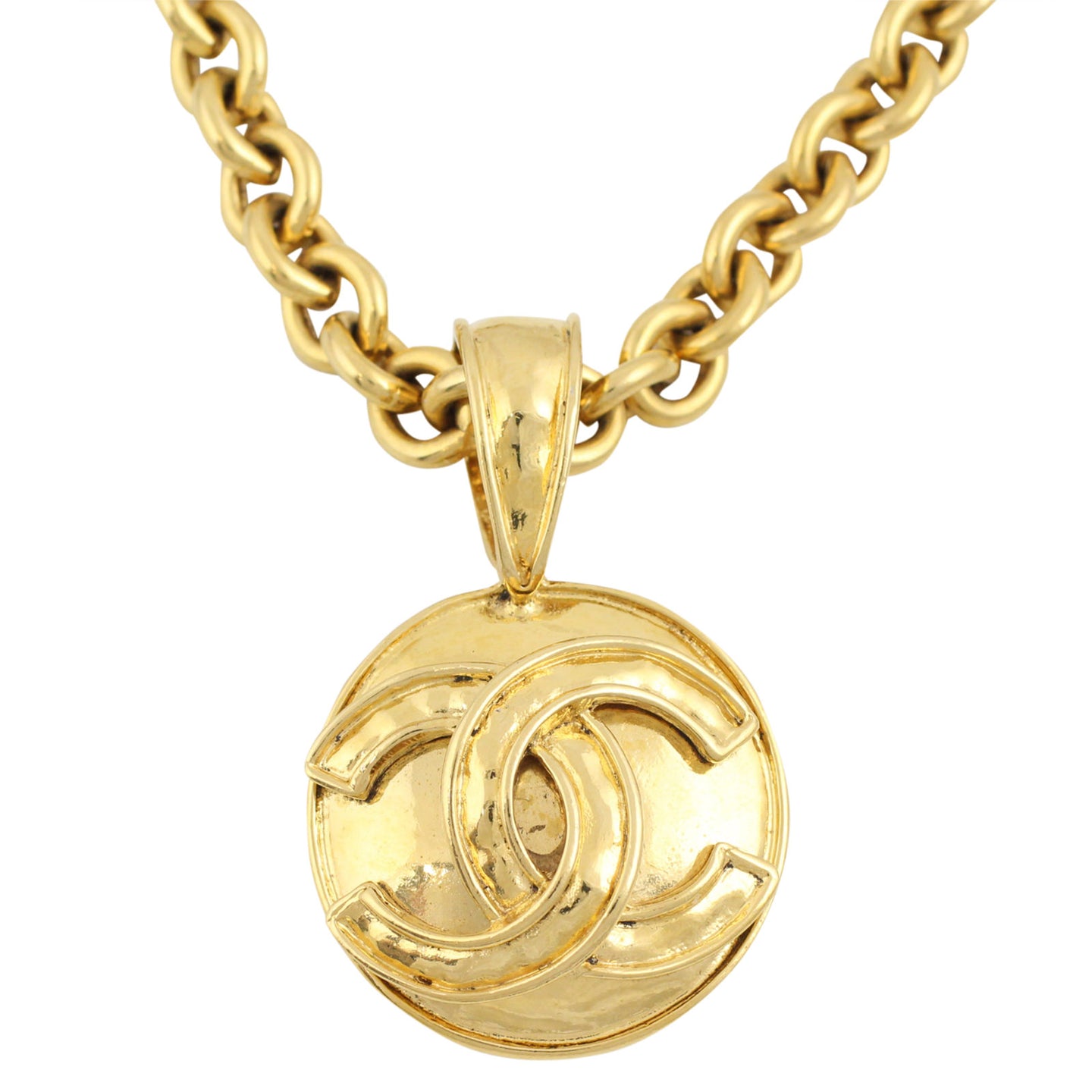 Chanel Vintage CC Medallion Pendant Necklace Front