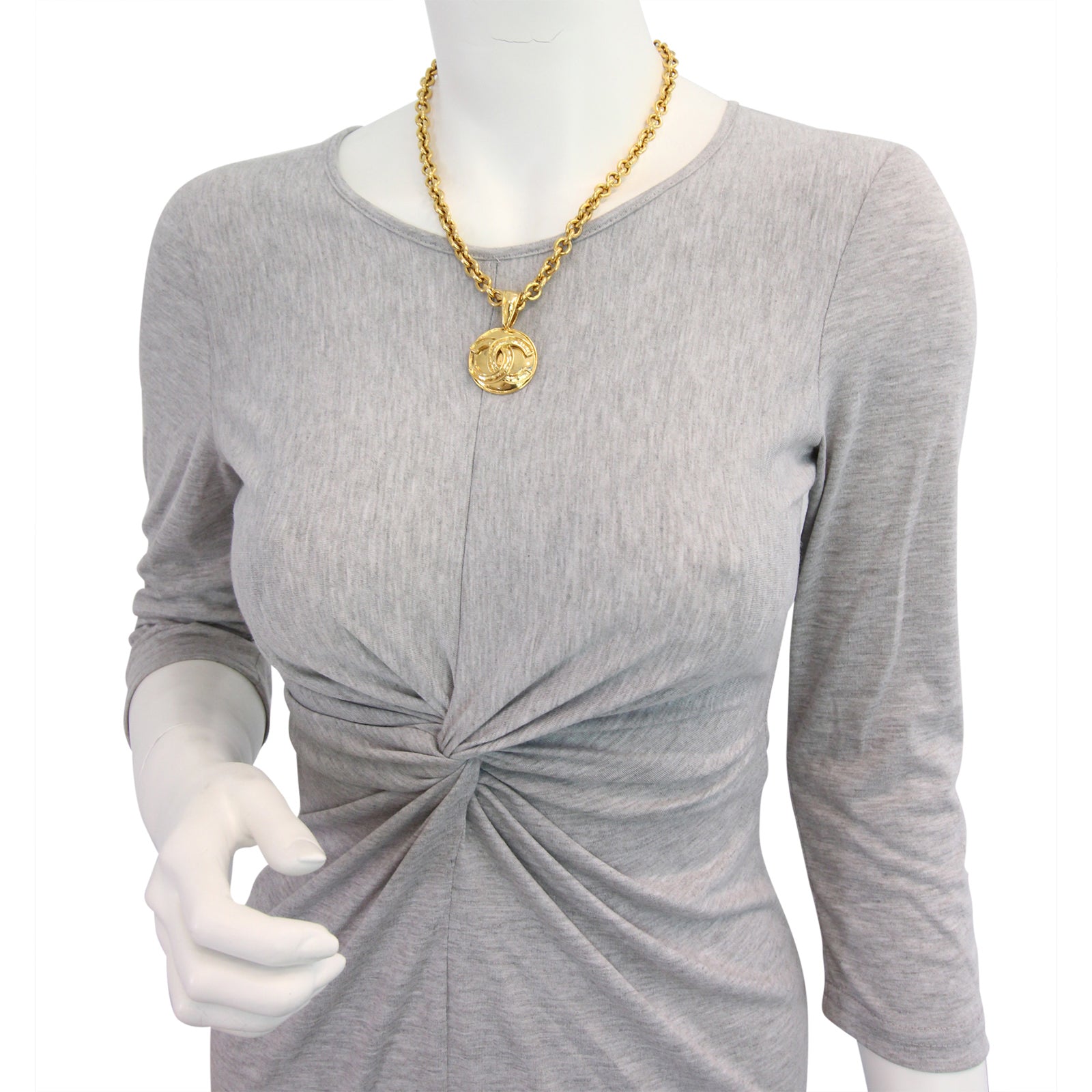 Chanel Vintage CC Medallion Pendant Necklace Mannequin