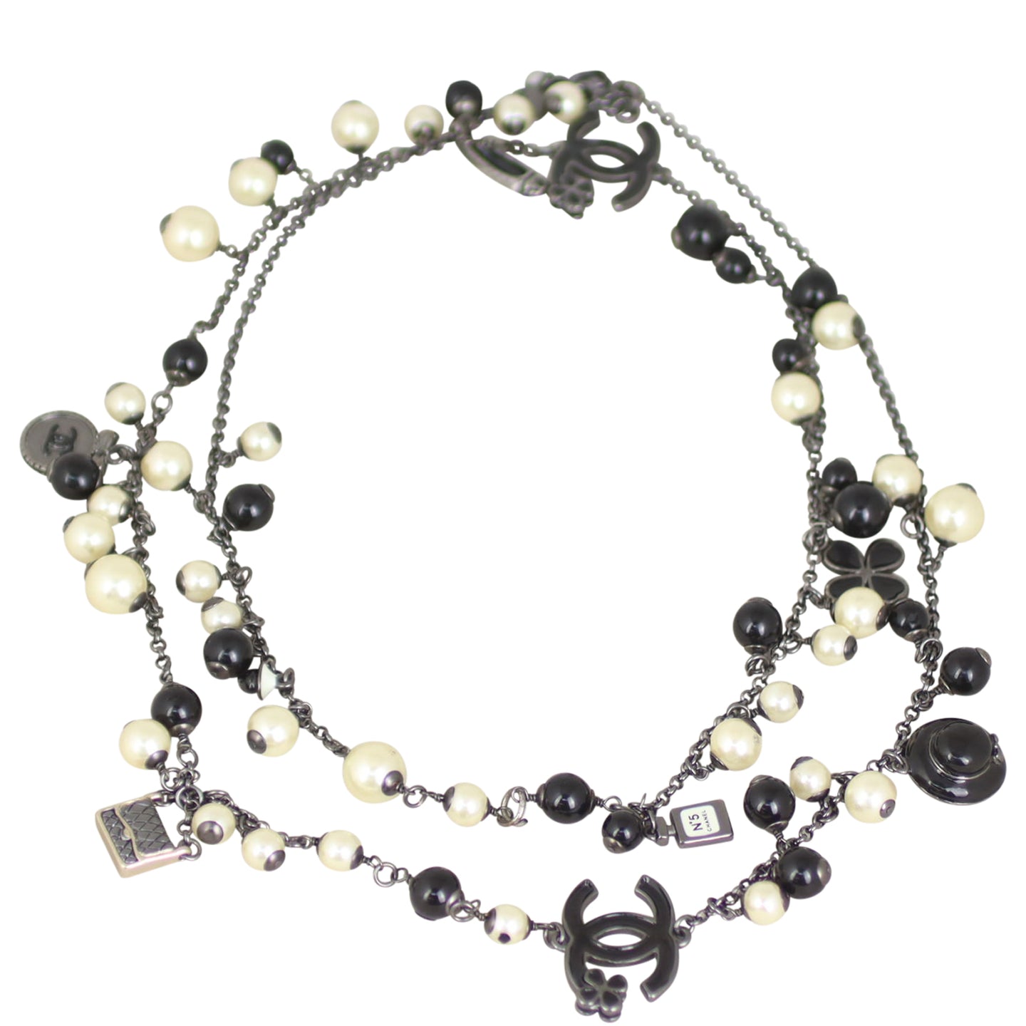 Chanel CC Pearl Long Necklace Full