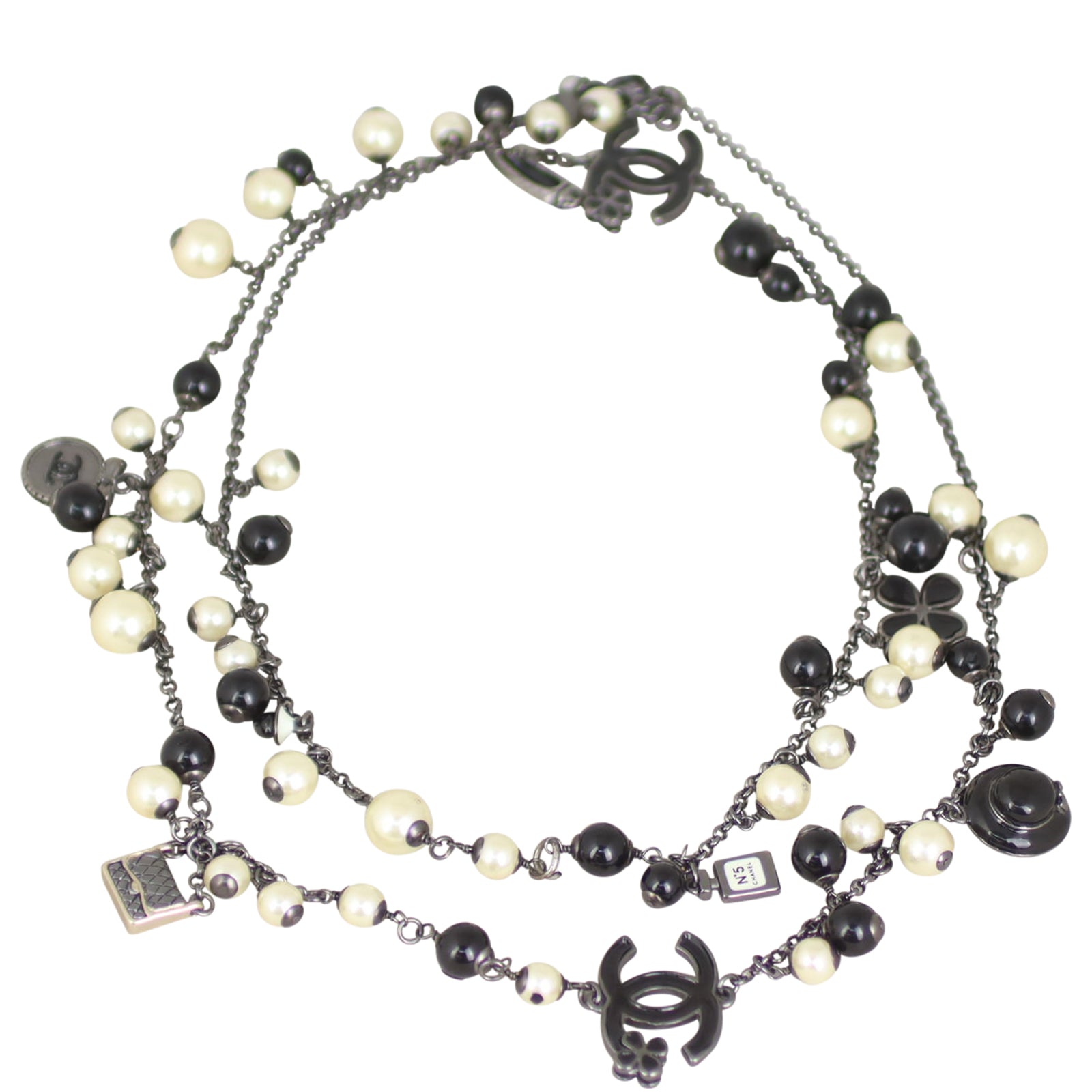 Chanel CC Pearl Long Necklace Full