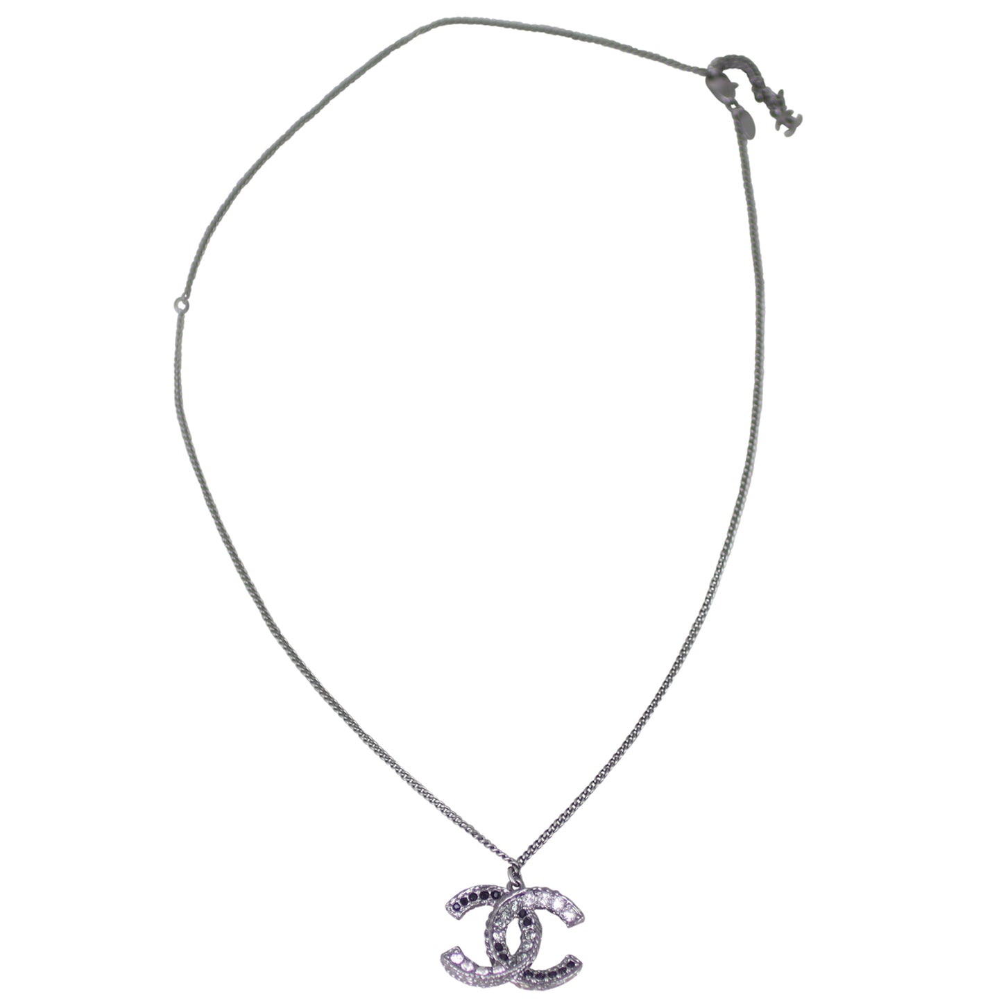 Chanel CC Crystal Pendant Necklace Full