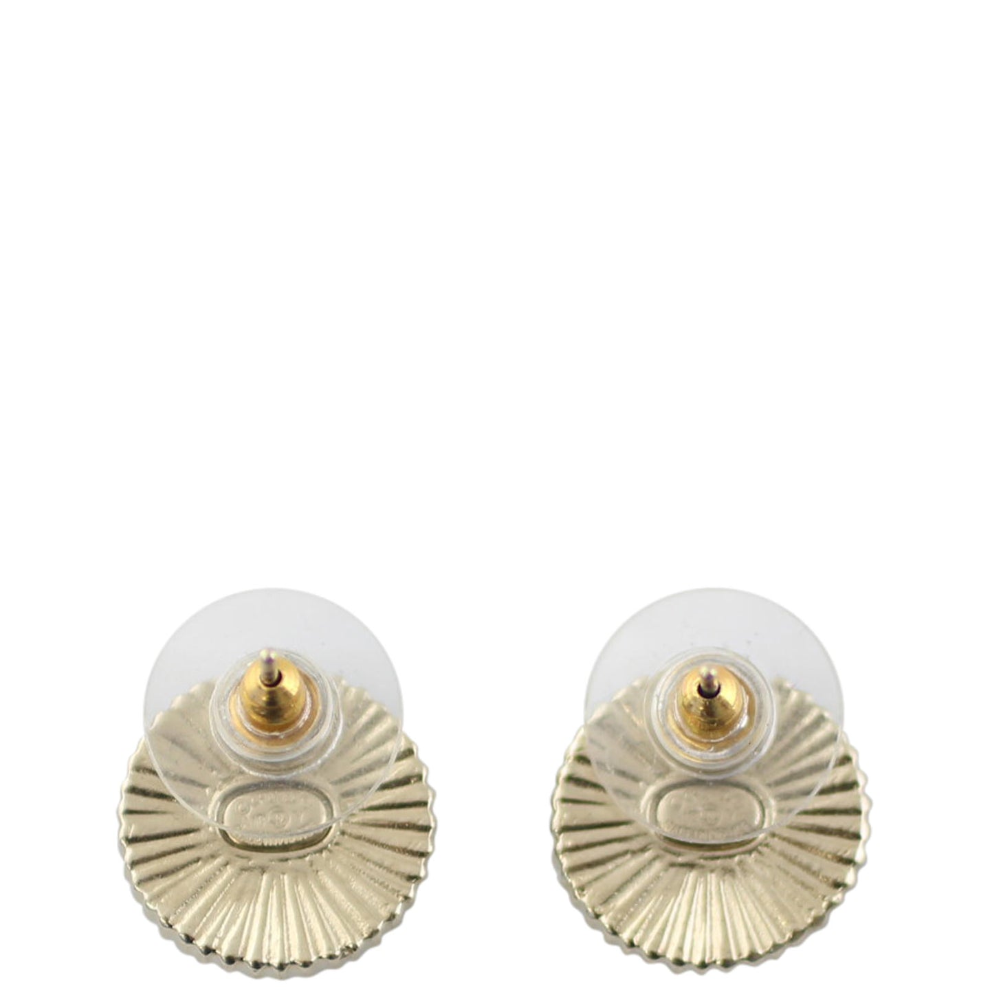 Chanel CC Resin Button Earrings Back