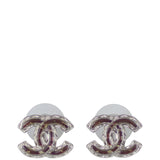 Chanel CC Resin Chain Stud Earrings Front