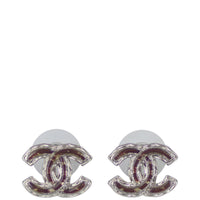 Chanel CC Resin Chain Stud Earrings Front