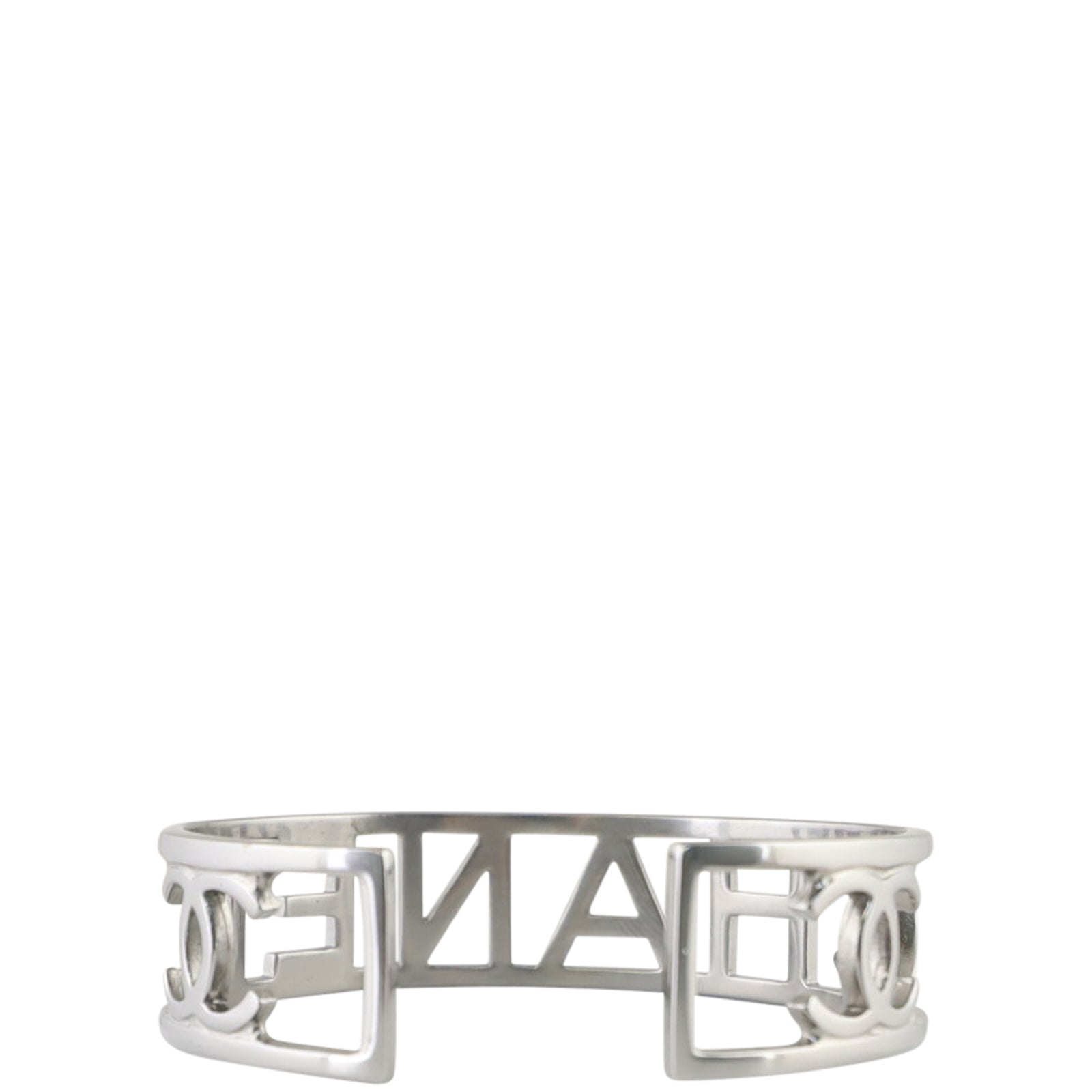 Chanel CC Silver Logo Cuff Back