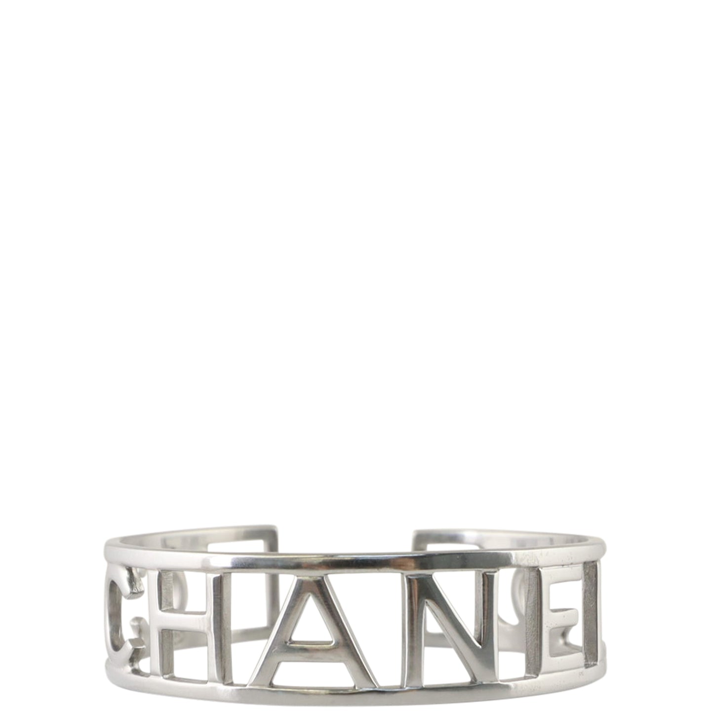 Chanel CC Silver Logo Cuff Front