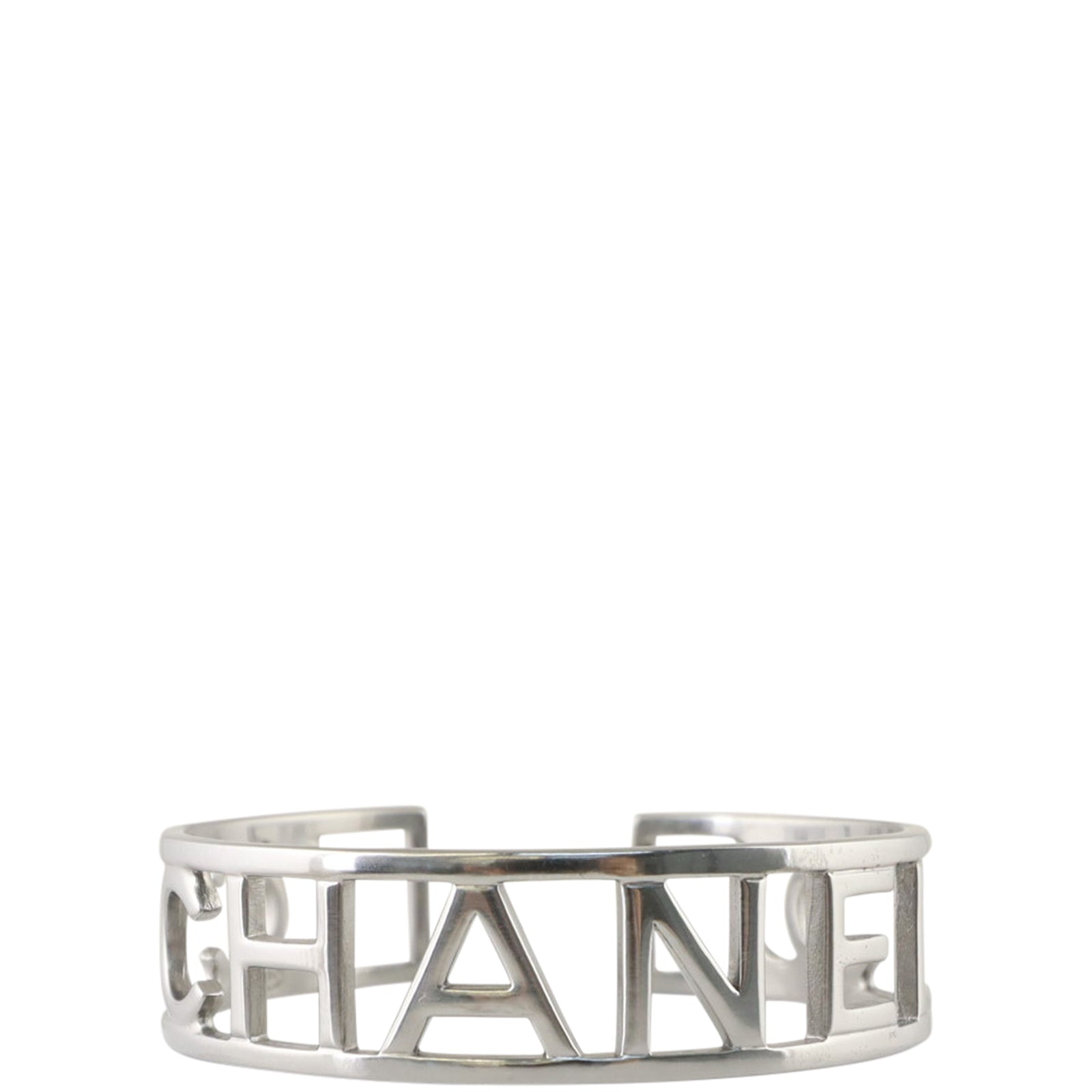 Chanel CC Silver Logo Cuff Front